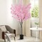 Costway 6.5 FT 1/2 PCS Tall Artificial Cherry Blossom Tree with 900 Pink Flowers Cement-filled
